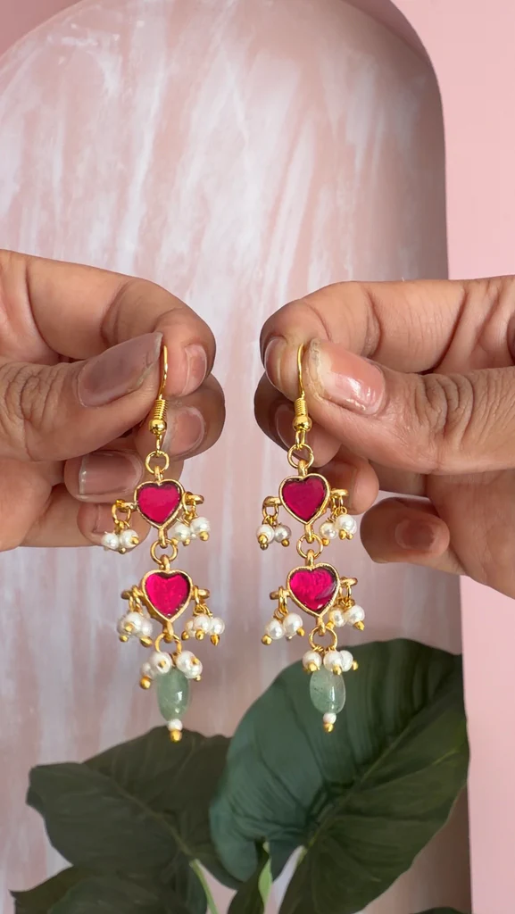 Antique Jadau Heart Earrings
